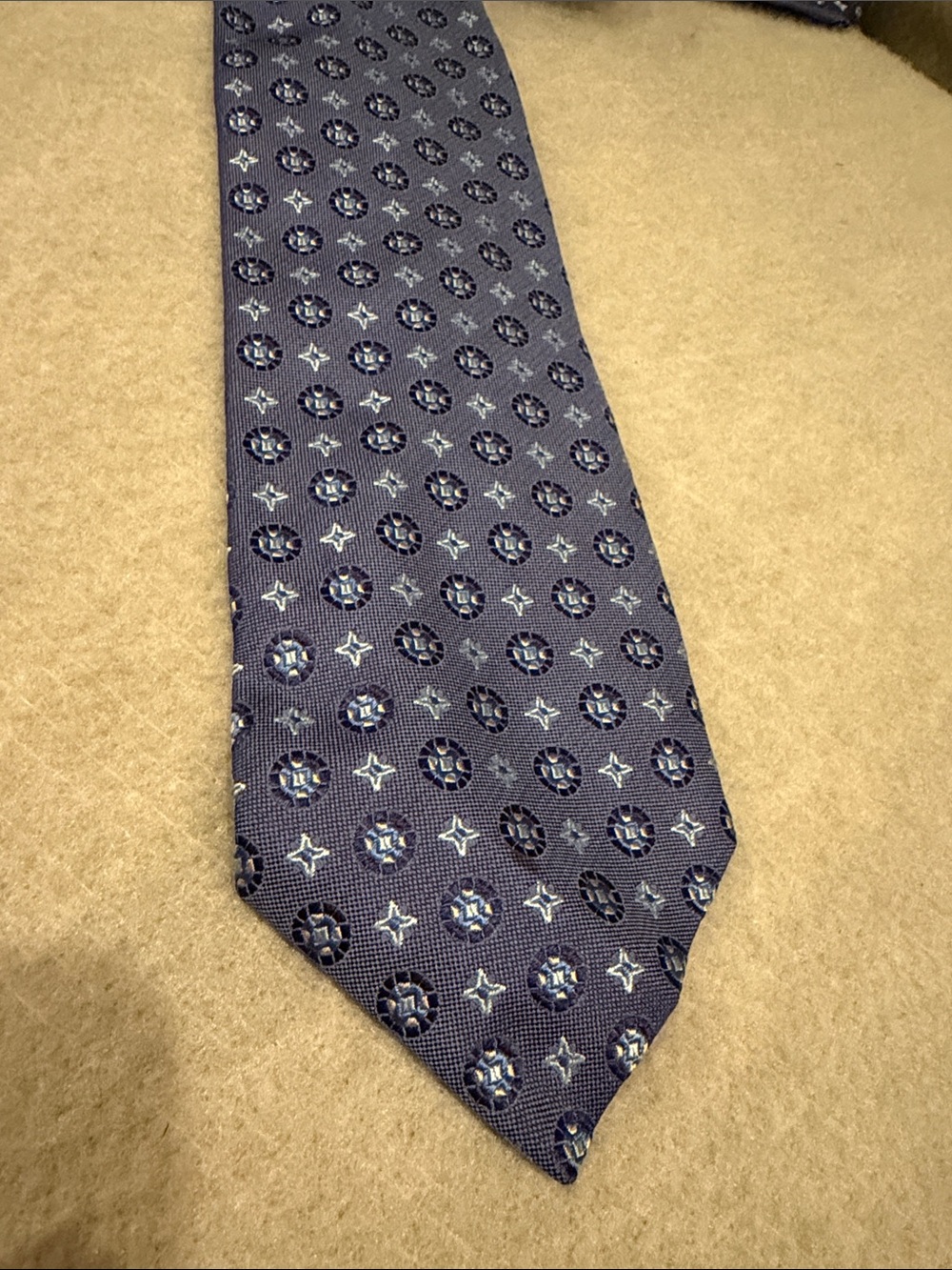 Massimo Bizzocchi Textured Navy Medallion Men's Silk Tie